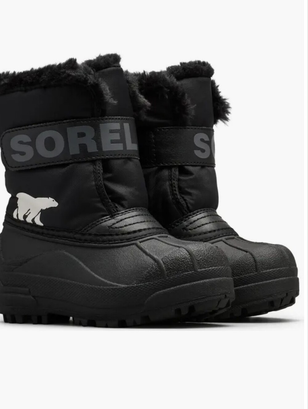 Toddler Sorel Black Faux-Fur Trim Snow Boots